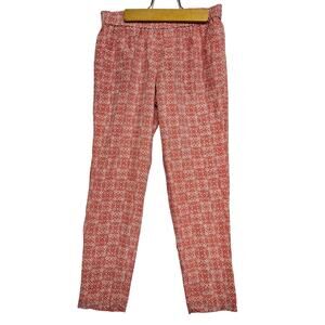 Joie Marceline Silk Red Print Pattern Lined Pull On Taper Ankle Pant